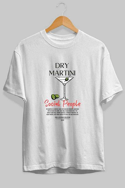 Ankhises Dry Martini Cocktail Front Printed Oversize T-Shirt Men Women 100% Cotton Crew Neck Tshirt