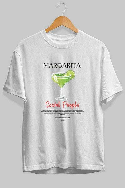 Ankhises Margarita Cocktail Front Printed Oversize T-Shirt Men Women 100% Cotton Crew Neck Tee Shirt