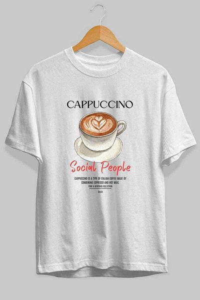 Ankhises Cappuccino Cocktail Front Printed Oversize T-Shirt Men Women 100% Cotton Crew Neck Tshirt
