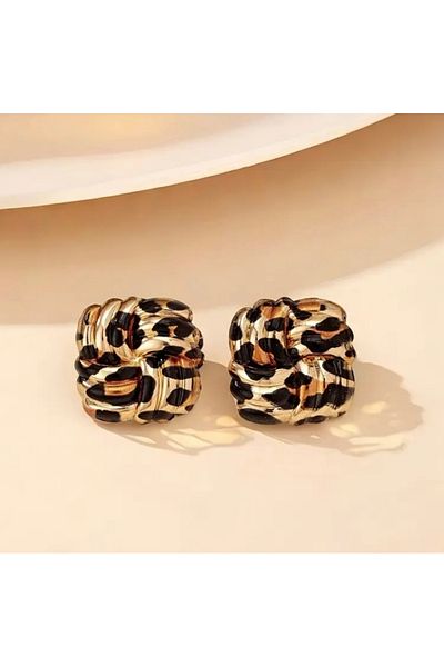 Accessories Hei Leopard Patterned Square Twist Model Nails Daily Use Women's Earrings