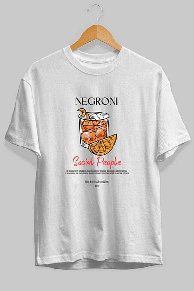 Ankhises Negroni Cocktail Front Printed Oversize T-Shirt Men Women 100% Cotton Crew Neck Tee