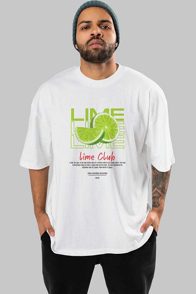 Ankhises Lime Cocktail Front Printed Oversize T-Shirt Men Women 100% Cotton Crew Neck Tshirt