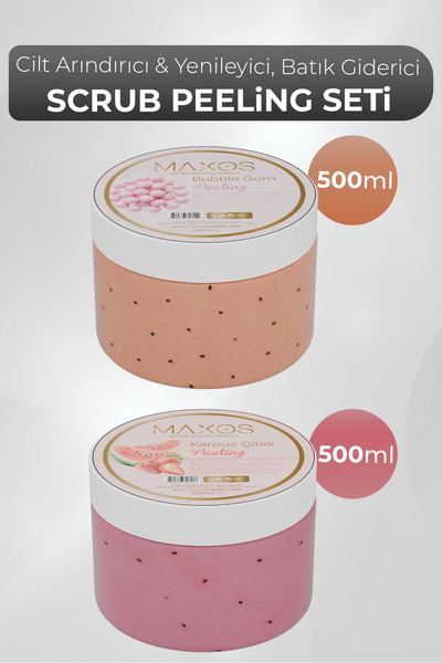 Maxos Scrub Peeling Seti 1000gr Derin Arındırıcı - Cilt Yenileyici - Batık Ön...