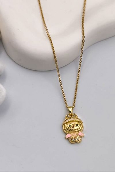 The Collection Labubu Baby Necklace Non-Tarnish Gold Women's Steel Necklace