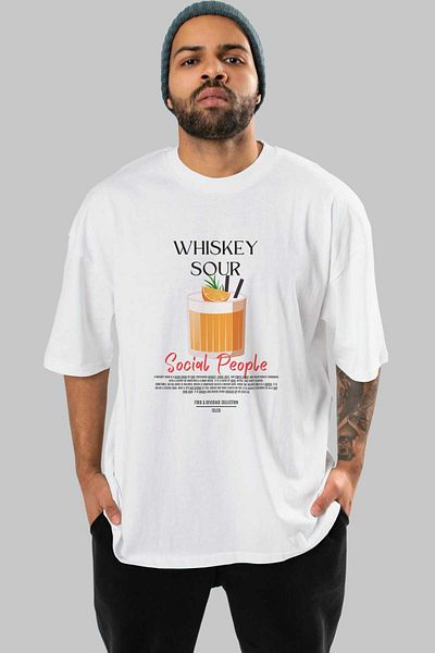 Ankhises Whiskey Sour Cocktail Front Printed Oversize T-Shirt Men Women 100% Cotton Crew Neck Tshirt
