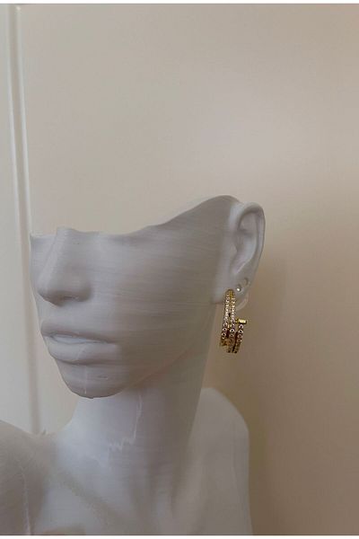 STEELSPARK Zircon Stone Nail Model Hook Earrings