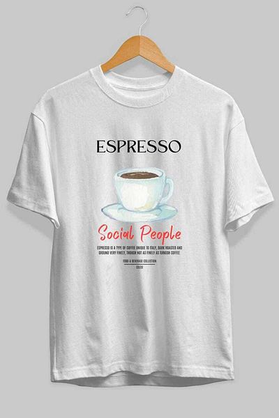 Ankhises Espresso Cocktail Front Printed Oversize T-Shirt Men Women 100% Cotton Crew Neck Tee Shirt