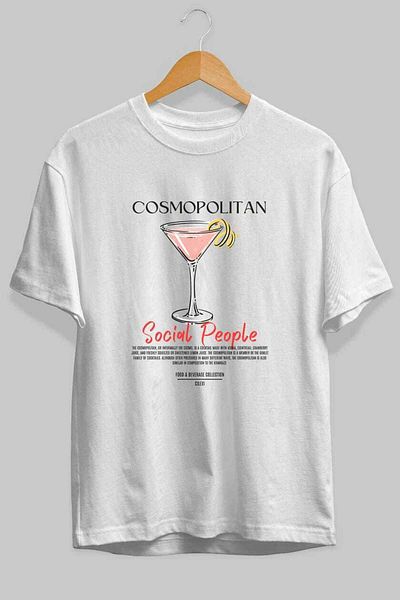 Ankhises Cosmopolitan Cocktail Front Printed Oversize T-Shirt Men Women 100% Cotton Crew Neck Tee Shirt