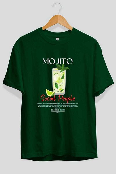 Ankhises Tricou supradimensionat cu imprimeu în față Mojito Cocktail Bărbați Femei Tricou cu decolteu 100% bumbac