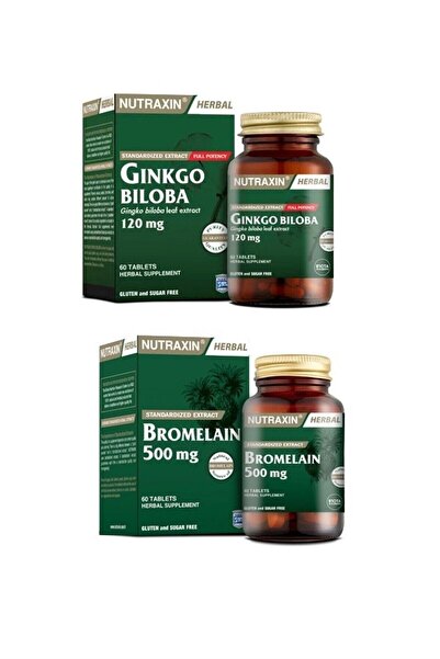 Nutraxin Ginkgo Biloba 60 Kapsül + Bromelain 500 Mg 60 Kapsül