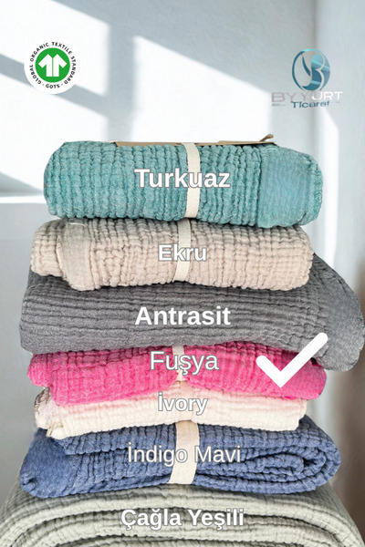 TruyTowel Püsküllü Müslin TV Battaniyesi FUŞYA