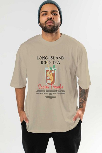 Ankhises Long Island iced tea Cocktail față Tricou oversize imprimat Bărbați Femei Tricou 100% bumbac Crew Gât