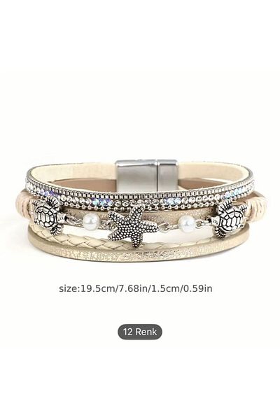 Accessories Hei Blue Stone Silver Color Charm Anchor Starfish Rope Daily Use Women's Bracelet