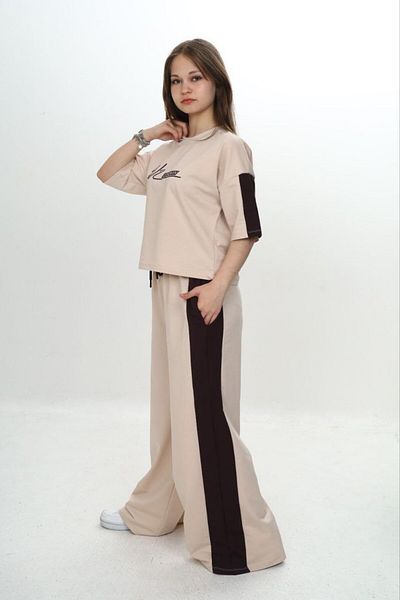 Asortik Kids Set de trening pentru fete, 100% bumbac, oversize, imprimat Londra, garnituri pentru fete, cu mâneci trei sferturi-293