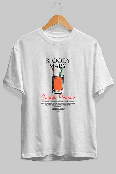 Ankhises Bloody Mary Cocktail Front Printed Oversize T-Shirt Men Women 100% Cotton Crew Neck Tshirt