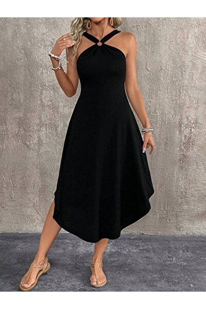 Welsoft Φόρεμα μίντι από βισκόζη με χιαστί τιράντες στο λαιμό