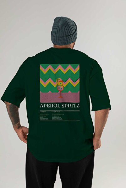 Ankhises Aperol Spritz Cocktail Back Printed Oversize T-shirt Ανδρικό Γυναικείο Βαμβακερό μπλουζάκι με λαιμόκοψη