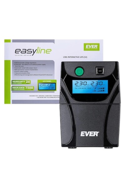 Ever UPS Easyline 650AVR, USB, 360W/650VA, 230V, Negru