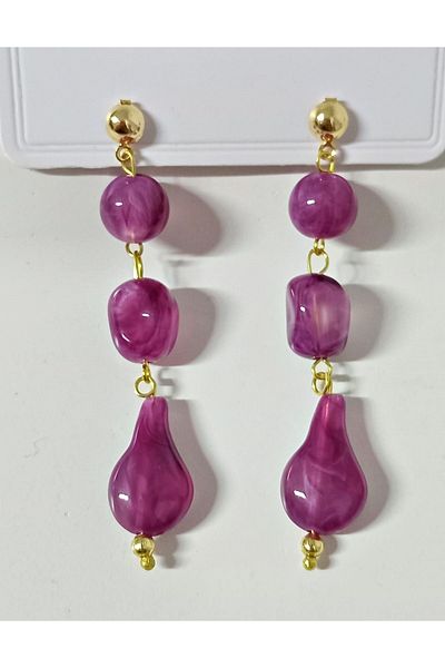 mos&more Gold Plum Dangle Women's Earrings