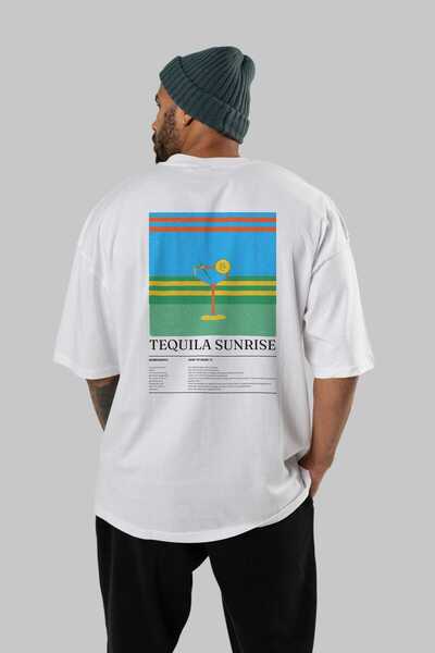 Ankhises Tequila Sunrise Cocktail Back Printed Oversize T-shirt Ανδρικό Γυναικείο Βαμβακερό μπλουζάκι με λαιμόκοψη