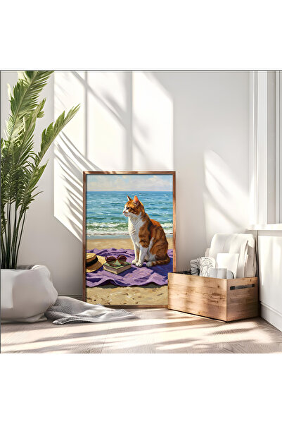 alphobitasarım Sarman Kedi și Sahil - Tablou individual