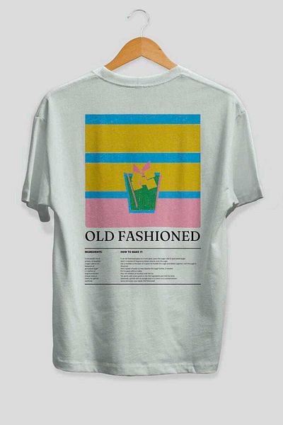 Ankhises Old Fashioned Cocktail Back Printed Oversize T-Shirt Men Women Cotton Crewneck Tshirt