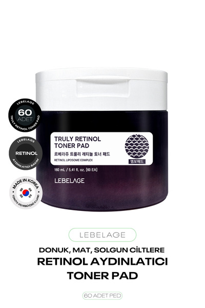 LEBELAGE Retinol İçeren Leke Bakımı Tonikli Ped Retinol Toner Pad 60 adet