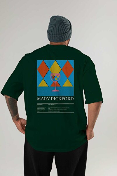 Ankhises Mary Pickford Cocktail Back Printed Oversize T-shirt Ανδρικό Γυναικείο Βαμβακερό μπλουζάκι με λαιμόκοψη