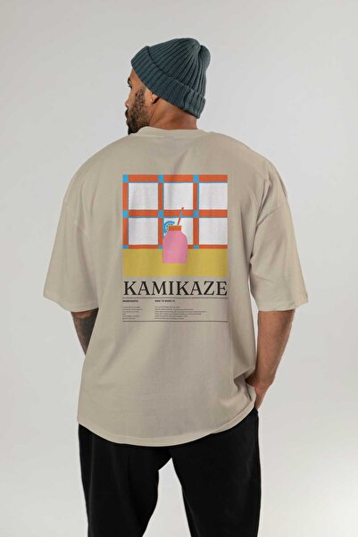 Ankhises Kamikaze Cocktail Series Back Printed Oversize T-shirt Ανδρικό Γυναικείο 100% βαμβακερό μπλουζάκι με λαιμόκοψη