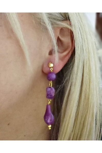 mos&more Gold Plum Dangle Women's Earrings