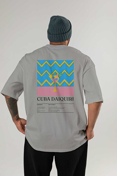 Ankhises تي شيرت كوبي دايكييري كوكتيل مطبوع من الخلف كبير الحجم للرجال والنسا...