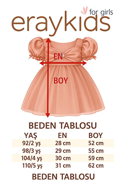 Eray Kids Rochie pentru fete Geantă Cadou Rochie de seară prințesă pufoasă Rochie din tul cu mâneci balon Set cu geantă 2-5 ani