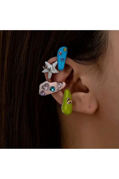 Accessories Hei Pink Blue Green White Quadruple Daily Use Sparkling Women's Earrings