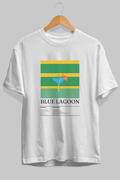 Ankhises Blue Lagoon Cocktail Front Printed Oversize T-Shirt Men Women Cotton Crewneck Tshirt