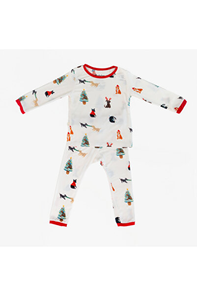 Hushabye بيجامات أطفال من الخيزران بطبعة "سانتا باوز" الاحتفالية