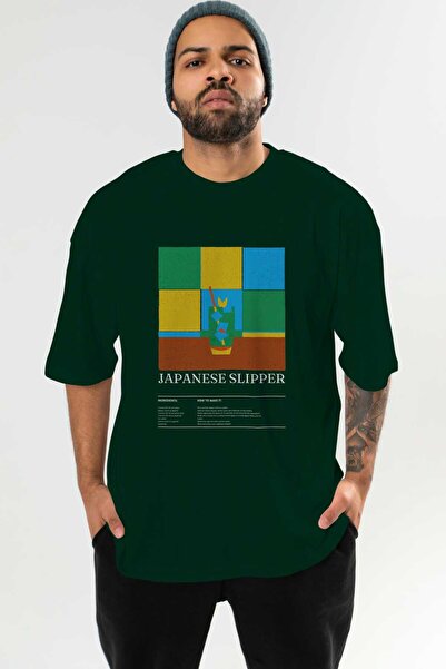 Ankhises Japanese Slipper Cocktail Imprimat în față Verde Tricou oversize Băr...
