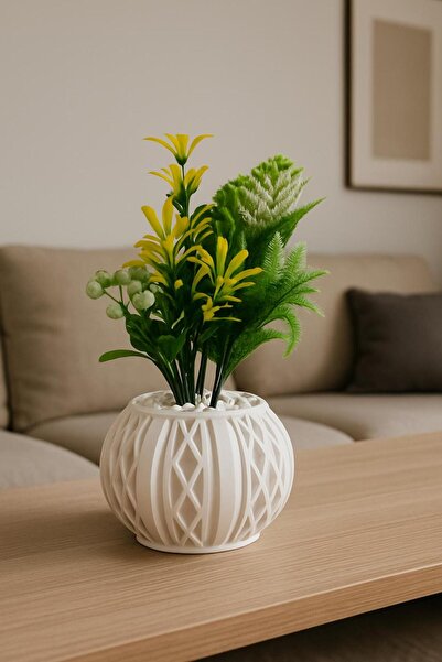 etxShop Küre Saksı Yuvarlak Saksı Modern Dekoratif Iç Hazneli Beton Saksı Yap...