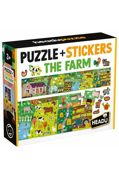 Headu - Farm Puzzle and Stickers with 48 Pieces