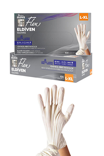 Reflex Flex Tpe Pudrasız Beyaz Eldiven L-XL Beden 20 Paket x 100 Adet