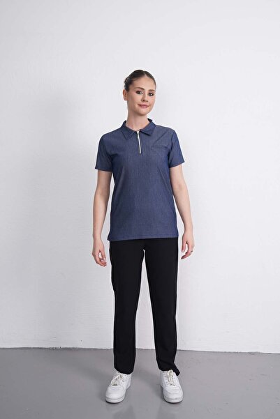 VİZYON UNIFORM Exclusive Lycra Jean Kombin Fermuarlı Takım Hemşire forması, C...