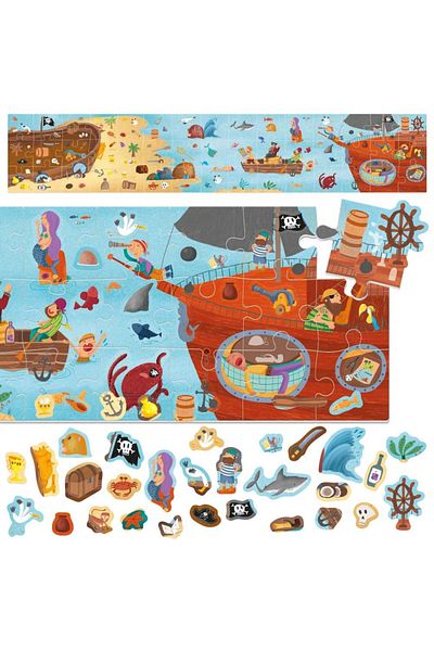 Headu - Pirate Puzzle With Over 200 Repositionable Stickers