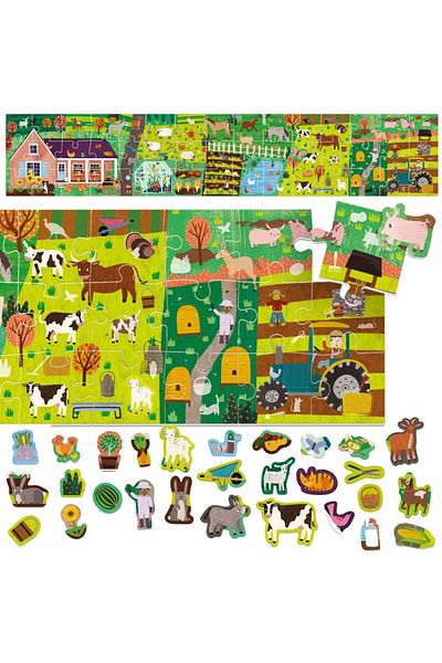 Headu - Farm Puzzle and Stickers with 48 Pieces