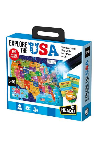 Headu - Joc Stem Explorati Statele Unite Ale Americii Cu Lanterna Inclusa 5-10 Ani