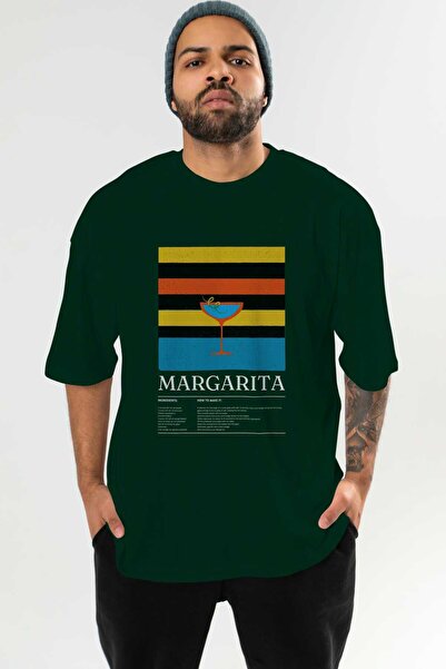 Ankhises Μπλουζάκι Margarita Cocktail μπροστά με στάμπα Oversize Ανδρικό Γυναικείο Βαμβακερό μπλουζάκι με λαιμόκοψη