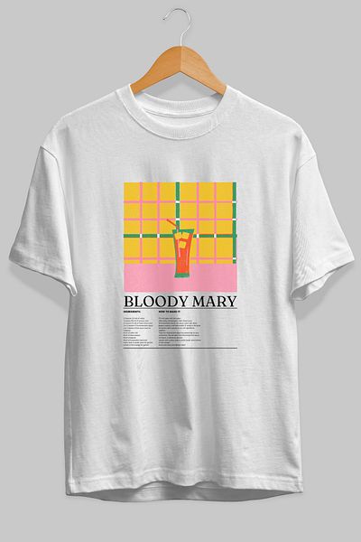 Ankhises Bloody Mary Cocktail Front Printed Oversize T-Shirt Men Women Cotton Crewneck Tshirt