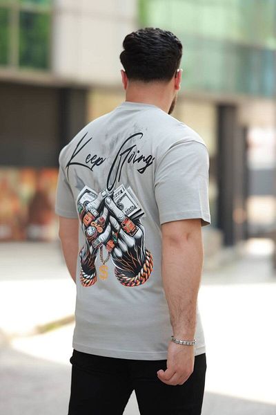 STOCX Keep Going Oversized Men's T-Shirt with Text and Graphic Detail