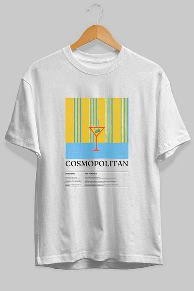Ankhises Cosmopolitan Cocktail Front Printed Oversize T-Shirt Men Women Cotton Crewneck Tshirt