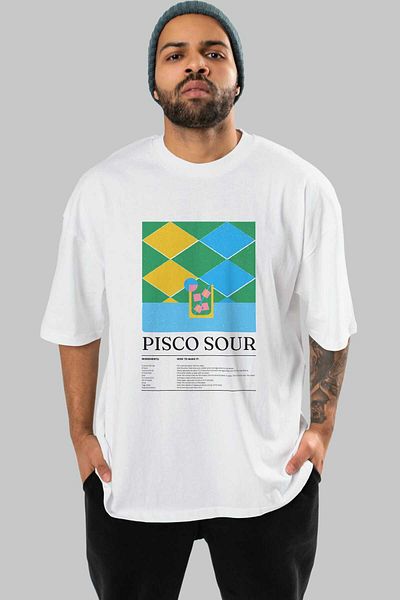Ankhises Pisco Sour Cocktail Front Printed Oversize T-Shirt Men Women Cotton Crewneck Tshirt