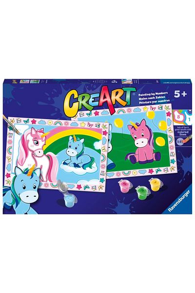 RAVENSBURGER - Creart Paint By Numbers For Kids 2 Happy Unicorns Templates