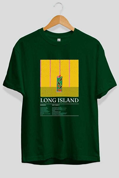 Ankhises Μπλουζάκι Long Island Cocktail μπροστά με στάμπα Oversize Ανδρικό Γυναικείο Βαμβακερό μπλουζάκι με λαιμόκοψη